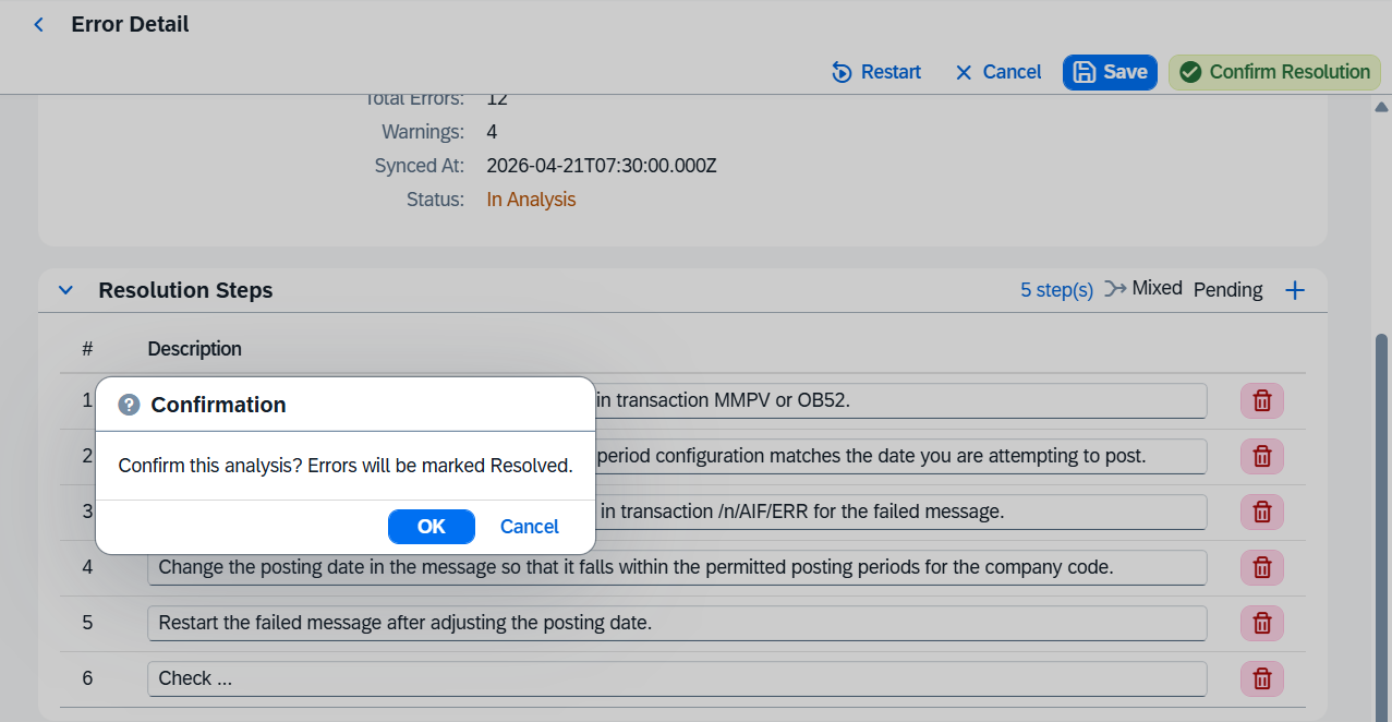 Confirm resolution